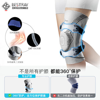 百斯锐5D pro-s护膝专业半月板保护篮球运动跑步男膝盖女专用护具  