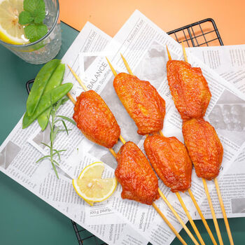 奥尔良鸡翅中 冷冻双签中翅烧烤鸡翅烧烤油炸食材烤鸡翅中 14串