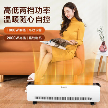 格力（GREE）踢脚线取暖器家用大面积电暖器电暖气片IPX4级防水移动地暖 高级感黑白配色NJF-X6020h