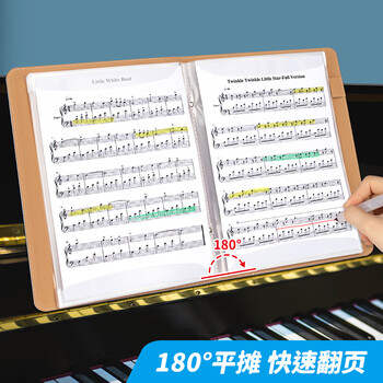 天色 A4/40页皮面精装乐谱夹子谱夹文件夹不反光可修改唱歌谱曲谱琴谱夹 TS-1666 粉色