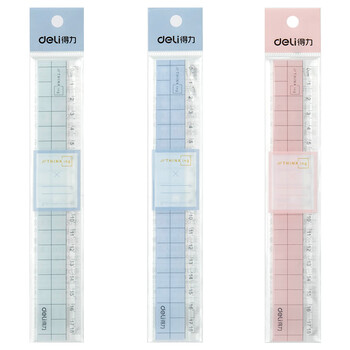 得力（deli）(deli)18cm直尺 刻度清晰波浪边可标记重点 学生尺子  颜色随机