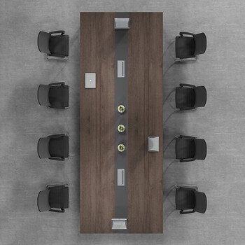 锡田家具会议桌椅组合长桌简约现代办公桌商务接待洽谈 2.4米+8把椅子