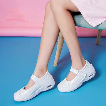 护士鞋女夏季白色透气舒适软底耐磨不累脚医护鞋坡跟气垫防滑护士专用