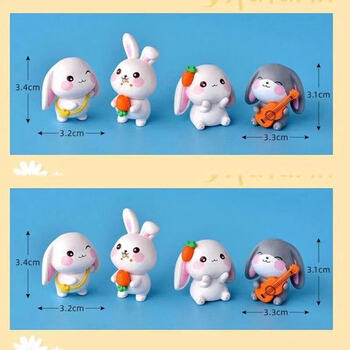 q版呆萌可爱长耳小兔子摆件小动物玩偶送礼桌面装饰品 3号可爱白兔