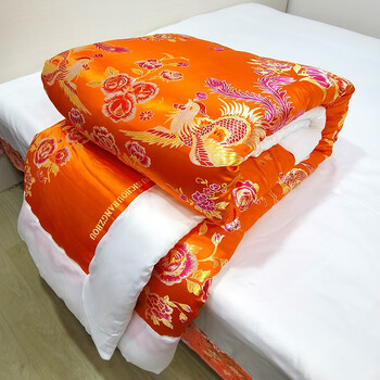 结婚被子喜被龙凤百子被老式包边手工棉传统复古婚庆丝绸锦缎中式