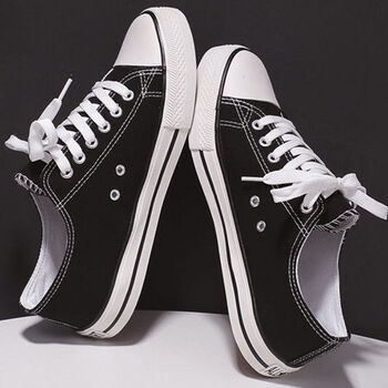 男鞋春帆布鞋男韩版潮鞋男百搭低帮学生运动休闲板鞋男低帮黑色35码女