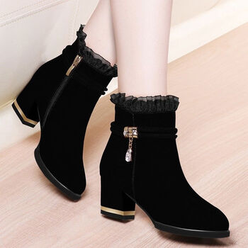 古跃鸿矮个子女生马丁靴中长款内增高中筒靴2022秋款矮靴女鞋子粗跟