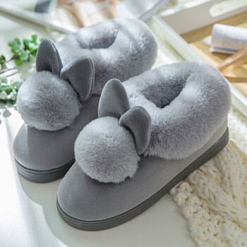 afuweier冬季毛毛鞋女韩版包跟厚底可爱加绒软底鞋女居家室内保暖鞋