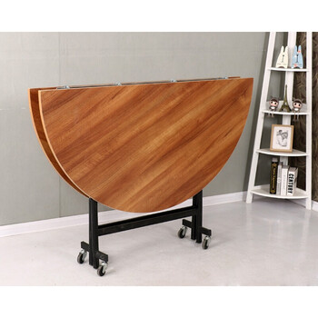 简易实木可折叠圆桌面餐桌家用饭桌酒店大圆桌饭店圆形可移动桌子 1.