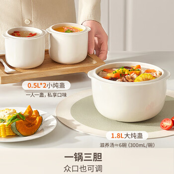 九阳（Joyoung）精巧容量电炖锅燕窝炖盅隔水炖锅宝宝辅食婴儿bb煲迷你煮粥煲汤锅一锅三胆 DG18G-GD187