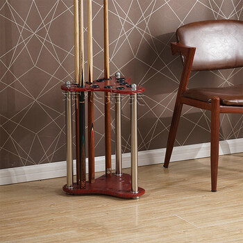 嘉禾嘉美 台球杆架 12孔台球架杆三角木质黑8桌球架杆器放杆架