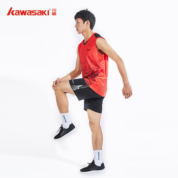 川崎（KAWASAKI）羽毛球服春夏男款训练服速干透气无袖T恤运动背心K1007 白色 L