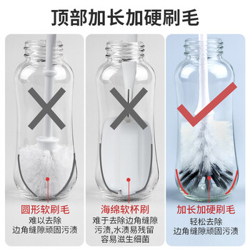 世家 长柄杯刷 双层刷毛刷奶瓶刷保温杯玻璃杯刷厨房洗杯刷1支装