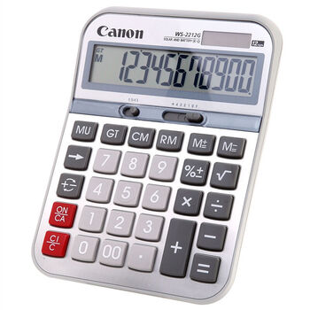 佳能Canon WS-2212G 金属面板计算器办公通用12位大屏幕计算器桌面大号简约计算机器