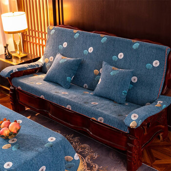 可悠实木制沙发垫子带靠背防滑连体加厚加硬高密度8cm厚海绵新中式四