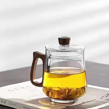 希诺可拆月牙过滤泡茶杯办公室耐热大容量茶水分离绿茶花茶杯带盖水杯