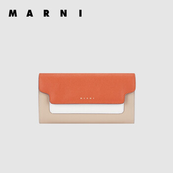 ou01u13-lv520】marni 秋冬 奢侈品女士经典钱夹卡包砖红色拼百合白