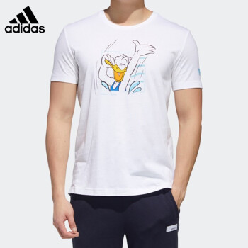 阿迪达斯 （adidas）短袖男秋季运动休闲圆领半袖舒适透气三叶草男士上衣T恤 图案/白色4 L