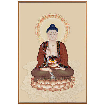 阿弥陀佛(红) 60*90cm 轻奢金 ps画框 高清肌理油画布