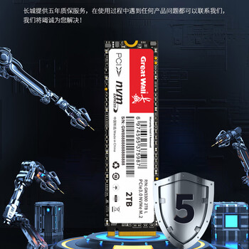 长城(Great Wall)1TB SSD固态硬盘 M.2接口(NVMe协议)PCIe 3.0x4 GW3300系列 读速高达3300MB/s 长城(Great Wall)1TB SSD固态硬盘 M.2接口(NVMe协议)PCIe 3.0x4 GW3300系列 读速高达3300MB/s