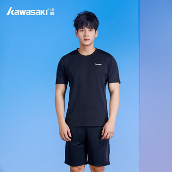 kawasaki/川崎运动休闲短袖T恤男子速干吸湿排汗运动服训练系列圆领上衣健身服 ST-K3043 黑色 2XL 
