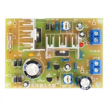 伍陆电子 晶体管串联型稳压+LM317可调直流稳压电源DIY电子套件TJ-56-87 套件+12V变压器+电源线