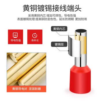 铸固 管型接线端子 管形接线端子预绝缘端子铜冷压端子电线接头VE线鼻子针型铜鼻子 VE4012/1000只4平方红色
