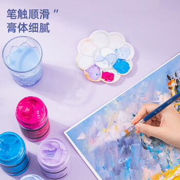 得力（deli）丙烯颜料300ml大容量灰色墙绘手绘DIY画画丙烯画大桶装大瓶美术绘画73875美育工具