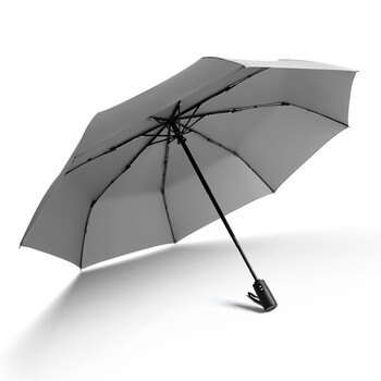 C'mon 全自动雨伞三折大号防风加固男士商务折叠自动伞 迷雾灰