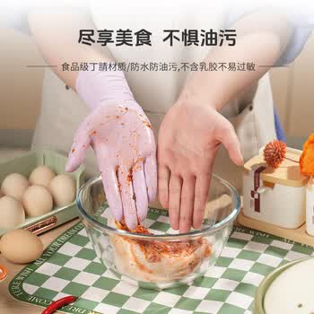 添赞（Titanfine） 添赞一次性丁腈手套30只L码家务洗碗食品级厨房清洁常规乌梅紫