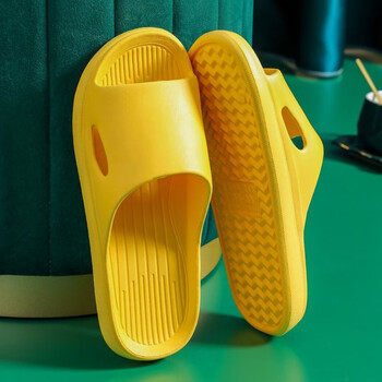 北青树凉拖鞋夏天家用浴室防滑防臭室内厚底情侣凉拖鞋家居男黄色3839