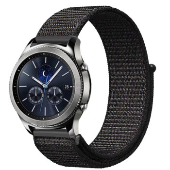 主典适用三星智能手表galaxywatch446mm表带active2尼龙帆布gears3黑