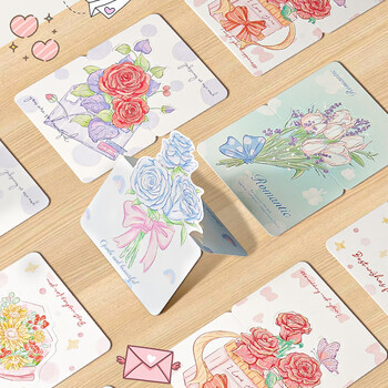 离草@@【三八节女生女神礼物】花束贺卡礼物精致生日贺卡明信片留言卡立体高级感手写创意卡 5款30张