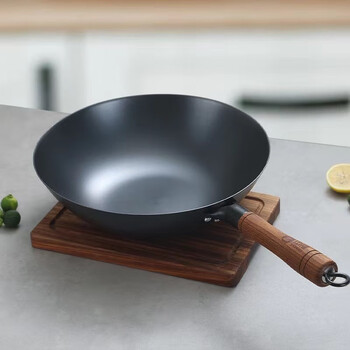 中福 陆川铁锅 中国非遗传承铁锅 生铁铸铁无涂层不粘锅炒菜锅 已开锅