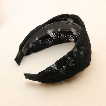 蕾丝头箍百搭发卡宽边防滑头发饰韩国发带黑色发箍遮白发头饰品女黑色