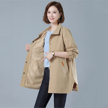 角择大码外套女200斤春秋风衣韩版加肥加大中长款胖妹妹小个子穿的