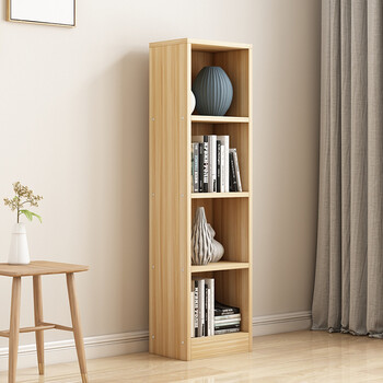 虎雀huque定制带门窄书架木质小柜子定做尺寸窄四层浅胡桃352412406米