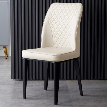 景彩 椅子餐椅家用北欧餐椅子酒店椅子客厅软包皮革靠背椅 升级款125米白