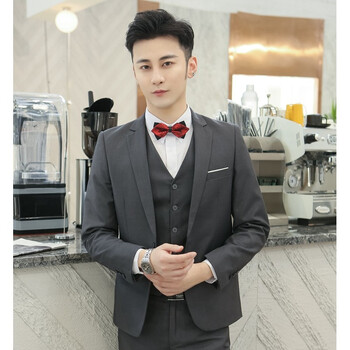 十八岁成人礼服男生青少年男孩新郎服装结婚男西式婚礼西服外套马甲