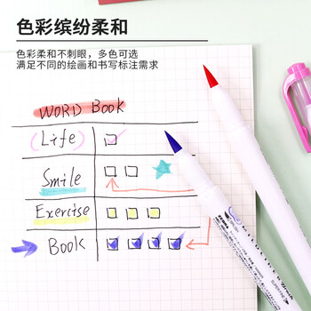 斑马牌(ZEBRA)双头荧光笔 彩虹色手账笔 学生重点划线笔标记笔 Brush柔和色系列 WFT8 柔和柑绿 斑马牌(ZEBRA)双头荧光笔 彩虹色手账笔 学生重点划线笔标记笔 Brush柔和色系列 WFT8 柔和柑绿