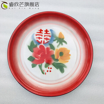 大排档盘子搪瓷茶盘老式铁瓷盘饭店串店火锅大排档鱼盘汤盘大盘鸡盘圆形托盘加厚50厘米红色喜字茶盘随机花型尺寸很大谨慎下单 图片价格品牌报价 京东