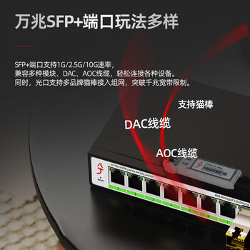 兮克管理型2.5G交换机8个2.5G电口+1个10G万兆光口SKS3200M-8GPY1XF支持端口聚合和vlan划分支持猫棒