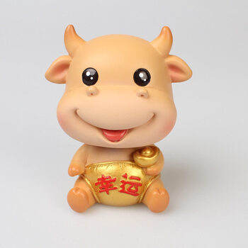 车载网红摆件平安福牛寓意可爱创意汽车饰品车内装饰用品大全 牛小宝