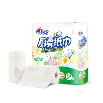心相印厨房卷纸 吸水吸油纸巾去油污卷筒厨房用纸巾4提共8卷整箱 KT102