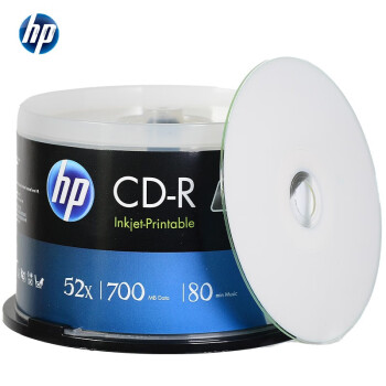 惠普（HP）CD-R可打印 光盘/刻录盘 空白光盘 52速700MB 桶装50片