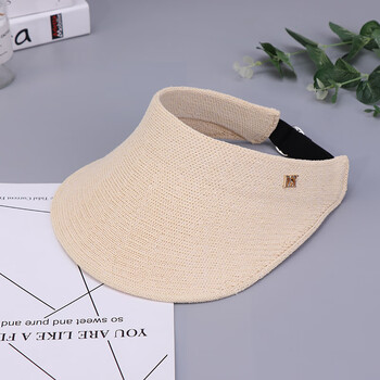 娆蝶新款夏季女士针织无顶可调节大沿遮阳帽户外运动可折叠空顶帽子潮