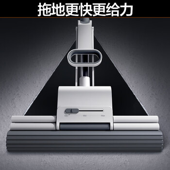 大卫胶棉拖把33cm海绵头杆长132cm2头M11 PVA胶棉滚轮式双排挤水