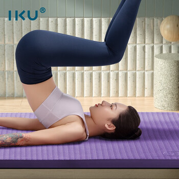 IKU瑜伽垫专业防滑加长加宽加厚隔音多功能运动健身垫子80*20紫罗兰