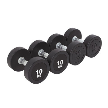 跃乐途哑铃商用纯钢包胶圆头哑铃 白字PEV包胶哑铃 27.5KG*2(一对）