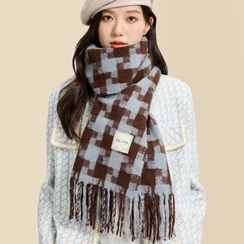 商场同款围巾男士秋冬季加绒加厚新款韩版百搭时尚防风防寒保暖围脖女